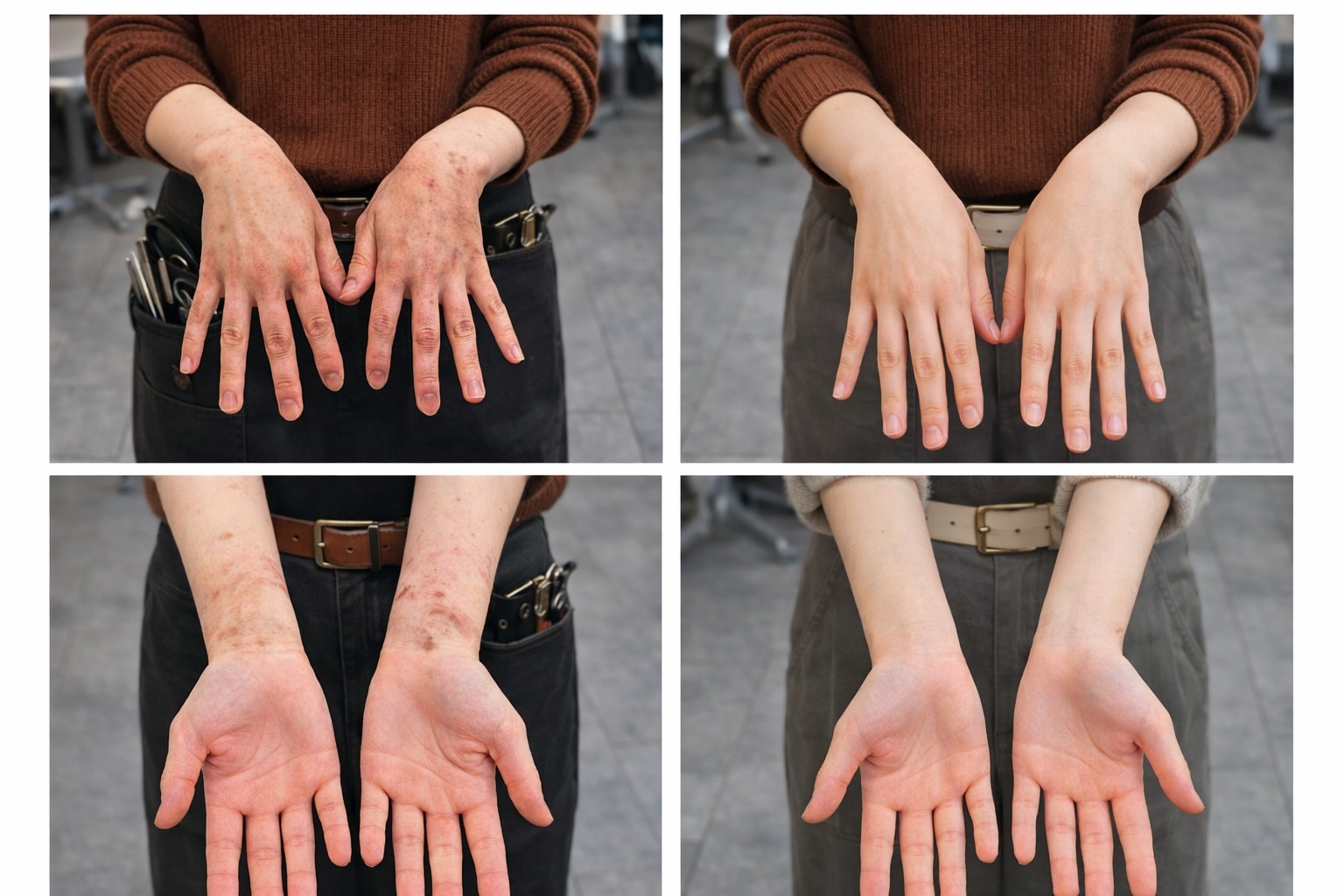 美容師の手荒れビフォーアフター：リセットケア導入前後