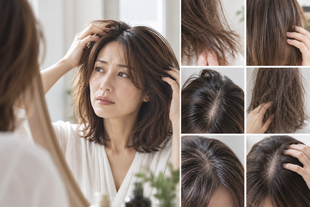 髪のごわつきやボリュームなど髪と頭皮の悩みのイメージ